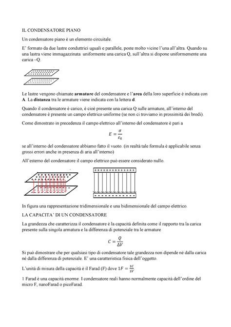 12 Il Condensatore Il Condensatore Piano Un Condensatore Piano è Un