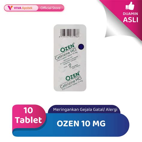 Jual Ozen 10 Mg Cetirizine Gatal Alergi 10 Tablet Shopee