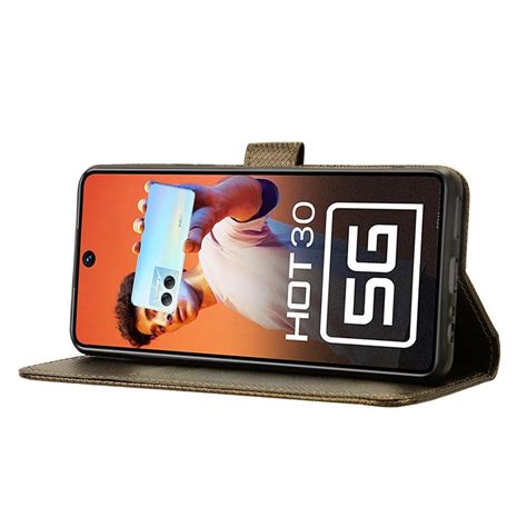 For Infinix Hot G X Diamond Texture Leather Phone Case Brown