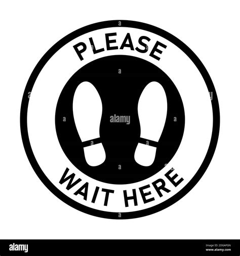 Please Wait Here Round Circular Floor Marking Sticker Icon With Text