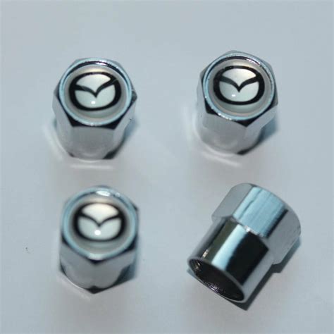 Mazda Silver Tire Valve Stem Caps Plus Free Extra Cap Tire Valve