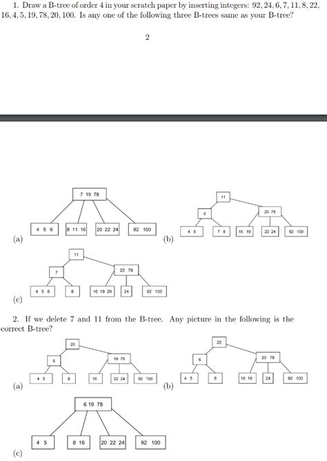 Solved Draw A B Tree Of Order In Your Scratch Paper By Chegg