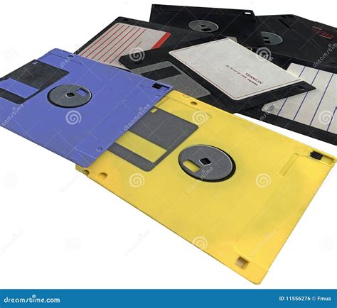 Pile Vintage Floppy Data Computer Disks Isolated Stock Photo Image