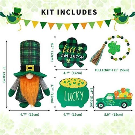 St Patricks Day Decor 5pcs St Patricks Day Gnome Tiered Tray Decor