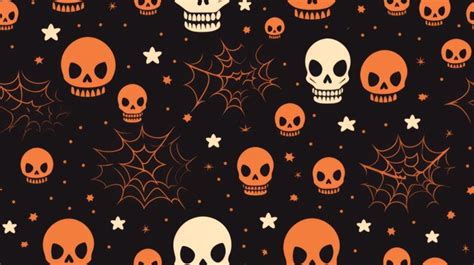 Premium Photo Halloween Seamless Pattern With Skulls And Spiders