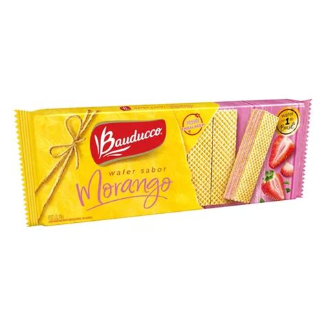 Biscoito Wafer Recheio Morango Bauducco Pacote 78g MercadoLivre