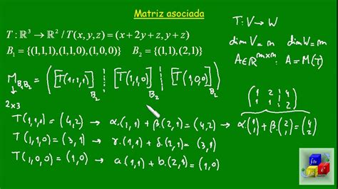 Matriz asociada a una transformación lineal respecto de bases B1 B2 01