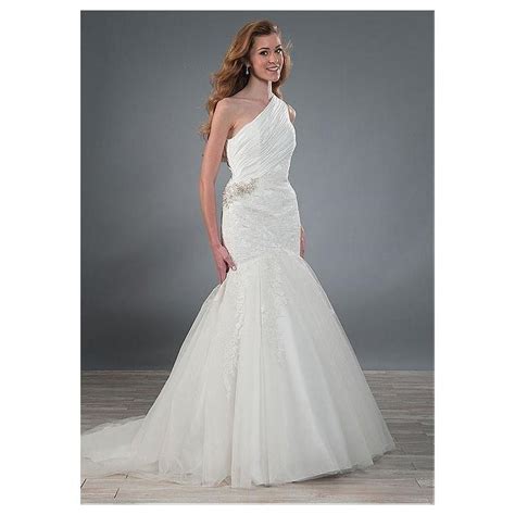 Marvelous Satin Tulle One Shoulder Neckline Mermaid Wedding Dresses