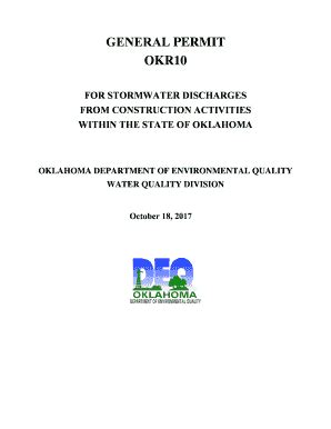 Fillable Online General Permit Okr For Stormwater Discharges Fax