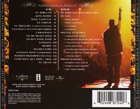 Caratulas De Cd De Musica Daddy Yankee Barrio Fino En Directo2005