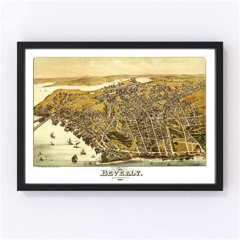 Vintage Map Of Beverly Massachusetts By Ted S Vintage Art