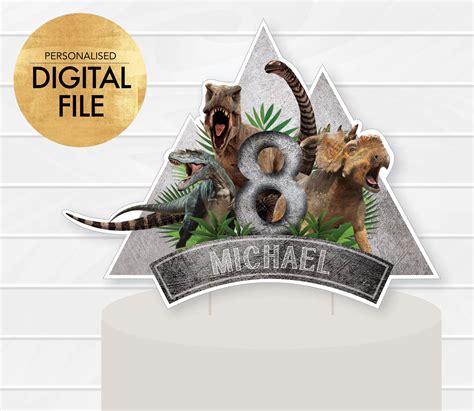 Dinosaur Cake Topper Dinosaur Cake Decor Digital Download Dinosaur Jurassic Fedj001