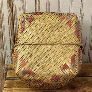 Choctaw River Cane Basket With Handle Vintage Native American Basket