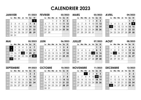 Calendrier annuel 2023 – calendrier.su