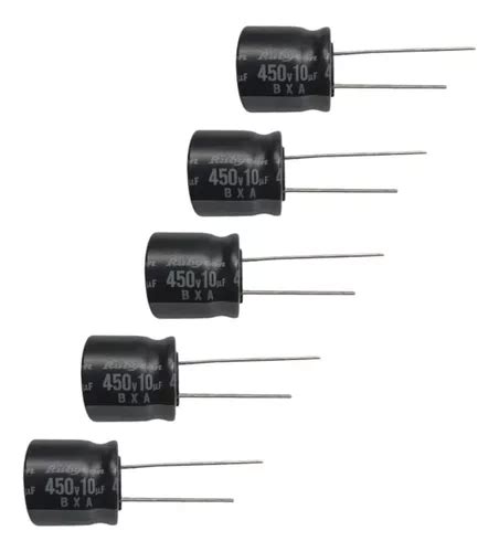 Pack X 5 Unidades Capacitor Electrolítico 10uf X 450 Volts