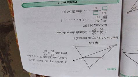 In Abc Ray Bd Bisects Abc Adc Side De Side Bc Aeb Then Prove Th