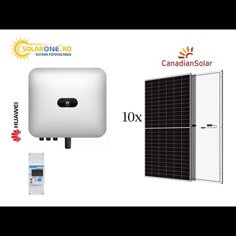 Kit Sistem Fotovoltaic 4 KW Hibrid Monofazat Invertor Huawei Si 10