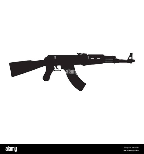 Vector Illustration Of Assault Rifle Gun Silhouette Stock Vector Image