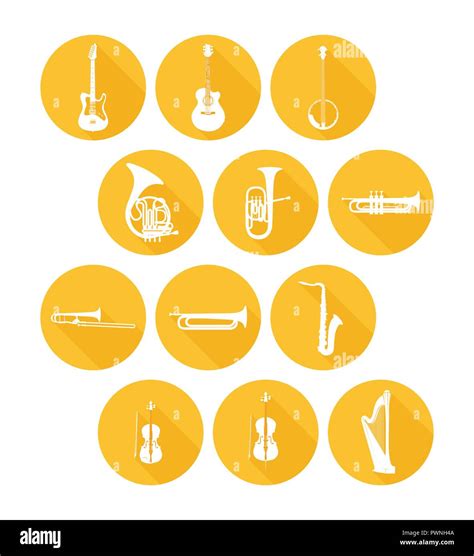 Big Set Icons Of Musical Instruments Vector Icons Round Form Isolated