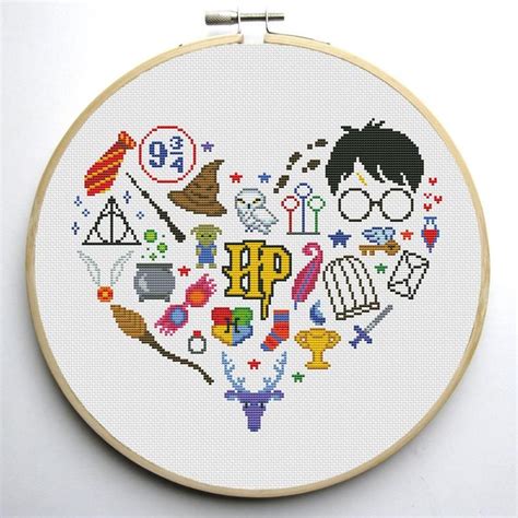 Harry Fan Art Heart Cross Stitch Pattern Pdf Instant Etsy Harry