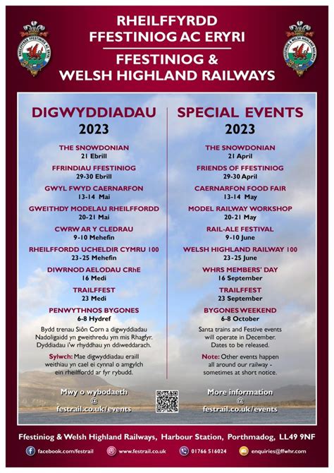 Dates For Your Diary In 2023 Ffestiniog Welsh Highland Railways