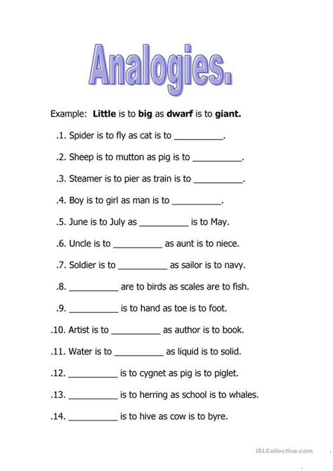 Free Analogy Worksheets With Pictures Printable Free Analogy