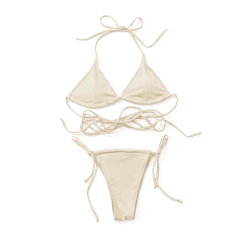 Sexiga Micro Bikinis Dam Grimma Brazilian Bikini Set Hona Apricotm
