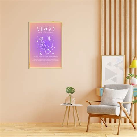 Virgo Poster Virgo Wall Art Zodiac Sign Poster Astrology Print Aura