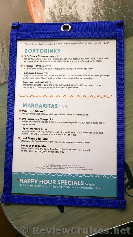 Ncl 5 O Clock Somewhere Margaritaville Menu Happy Hour