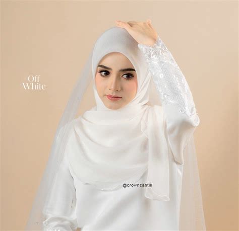 Tudung Nikah Off White Crown Cantik Women S Fashion Muslimah Fashion