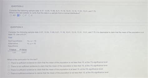 Solved Consider The Following Sample Data