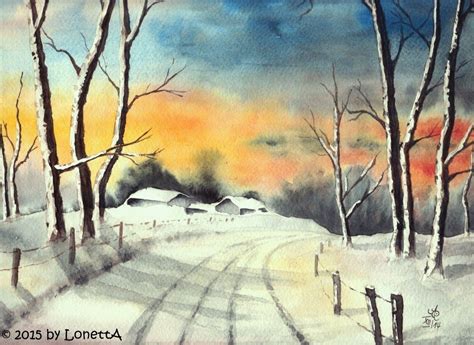 Lonetta Winter Aquarell Winter Painting Winter Watercolor