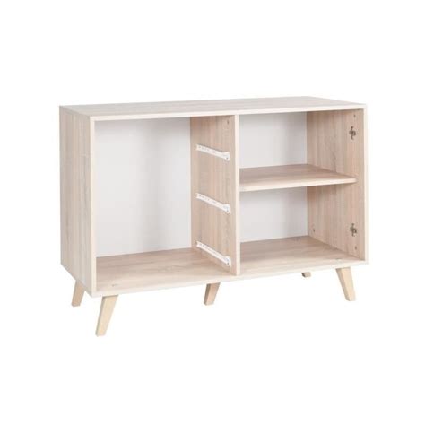 Commode Style Scandinave Porte Et Tiroirs Coloris Ch Ne Et Blanc