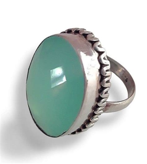 Usd A Beautiful Aqua Chalcedony Oval Sterling Silver Ring Softly