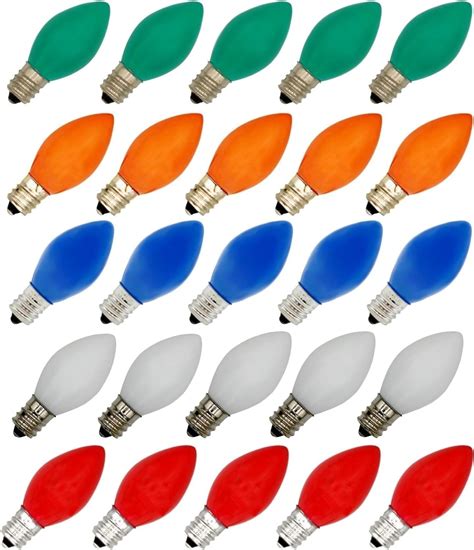 Pack C Multicolor Watt Christmas Light Bulbs Ceramic Base