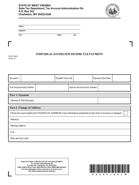 Wv Estimated Tax Payments Form Fill Out And Sign Printable