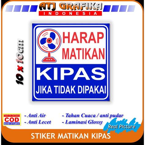 Jual Stiker Matikan Kipas Jika Tidak Dipakai Sticker Hemat Energi