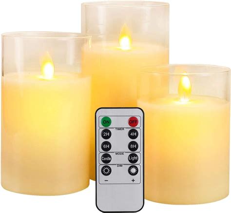 LED Candles Flameless Candles 4 5 6 Set Of 3 Real Wax Light Battery