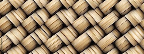 Seamless Realistic Bamboo Basket Weave Repeat Pattern Wooden Wicker