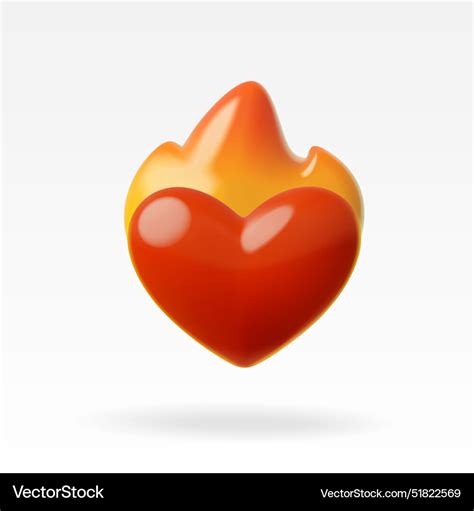 Fire red heart emoji 3d Royalty Free Vector Image