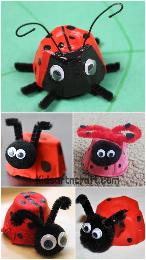 DIY Easy Egg Carton Ladybug Crafts - Kids Art & Craft