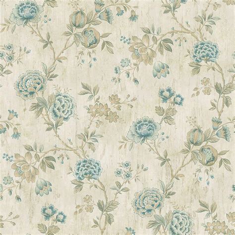 Chesapeake Chrysanthemum Blue Jacobean Wallpaper Sample Ccb02213sam