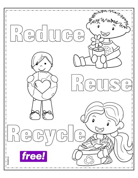 Free Printable Reduce Reuse Recycle Coloring Page I 2024