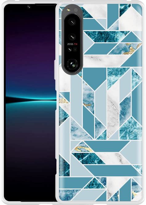 Sony Xperia Iv Hoesje Blauw Marmer Patroon Designed By Cazy Bol