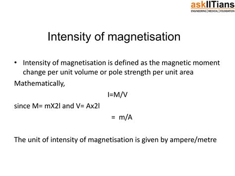 Magnetisation And Magnetic Intensity Physics Ppt