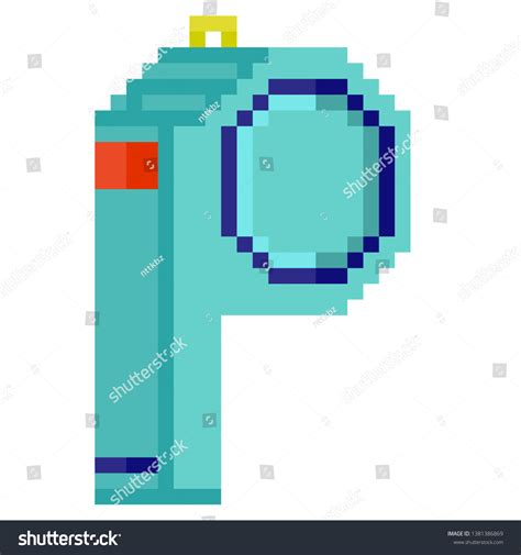 Pixel Art Whistle Color Blue Stock Vector Royalty Free 1381386869