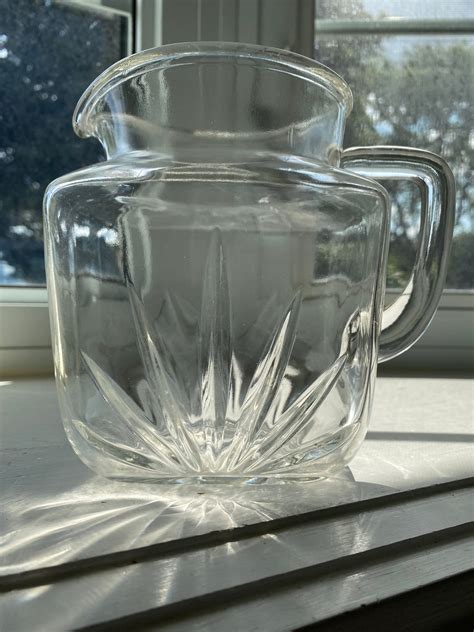 Vintage Federal Glass Starburst Pitcher Retro Milk Pitcher Etsy