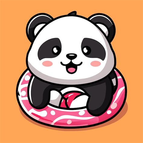 Cute Panda Bear Hand Drawn Flat Stylish Mascot Cartoon Character