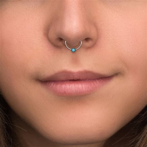 Turquoise Septum Hoop Titanium Implant Grade Daith Piercing Etsy