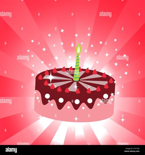 Vector Illustration Of Birthday Cake With The Candle Stock Photo Alamy